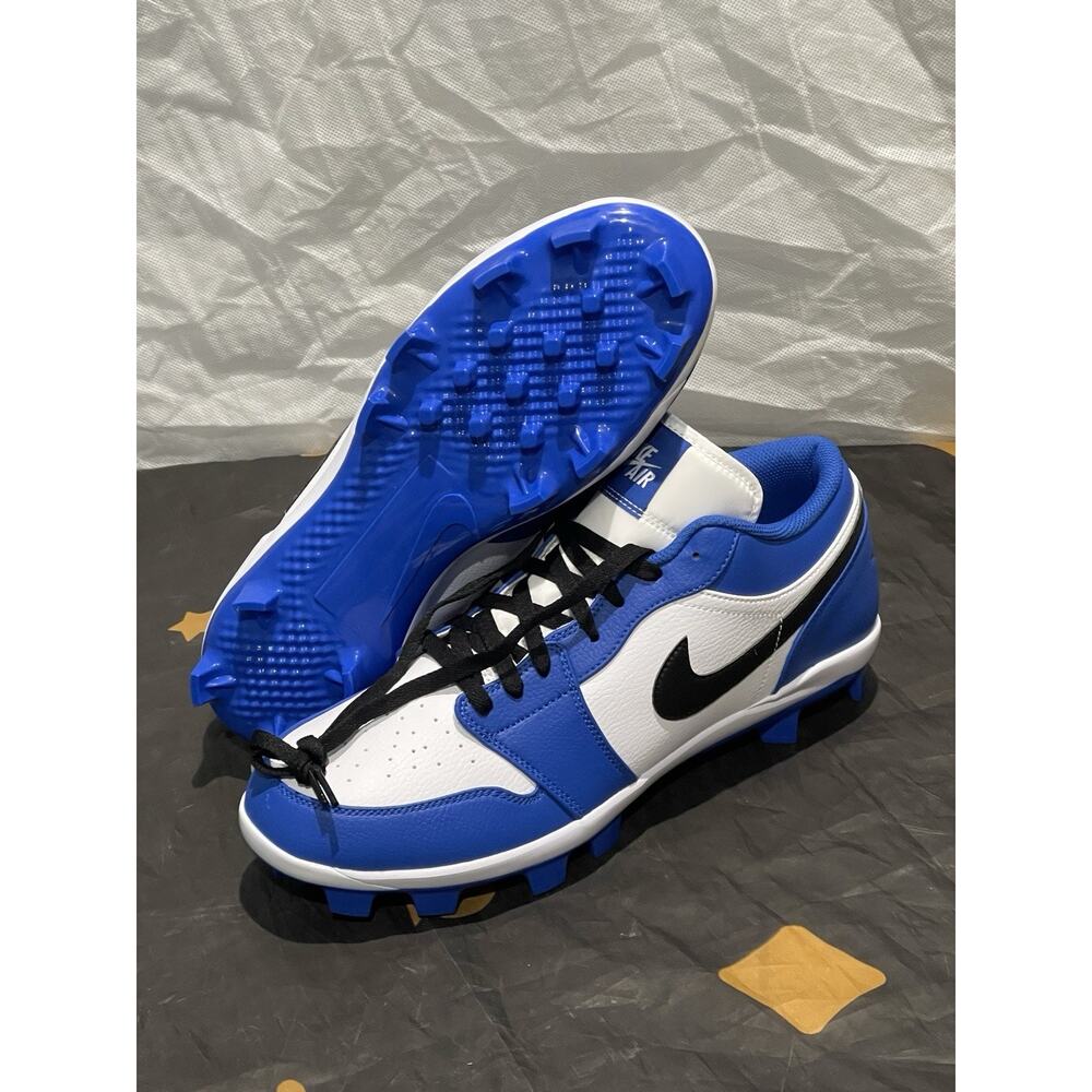 New Sz 13 Nike Air Jordan 1 Low MCS Blue/Black/White Baseball Cleats CJ8524-411